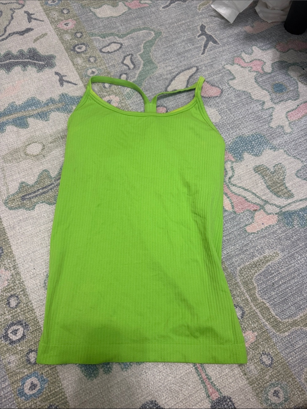 CRZ YOGA Lime Green Ribbed Tank Top
